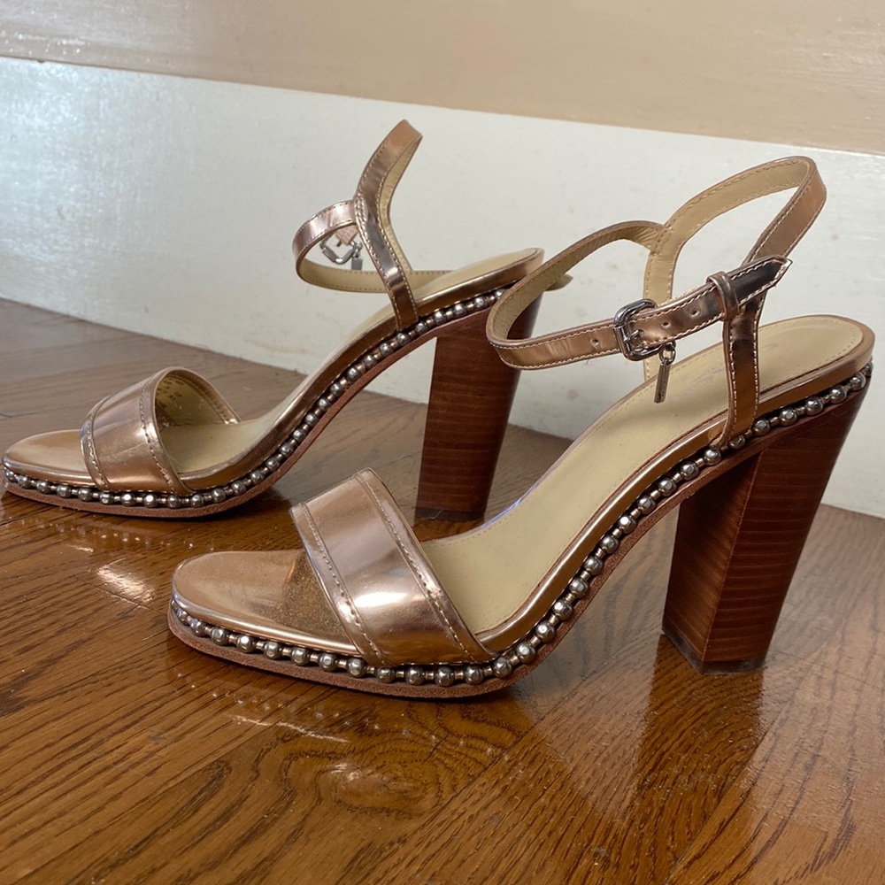 Gold Coach hug heel sandals
